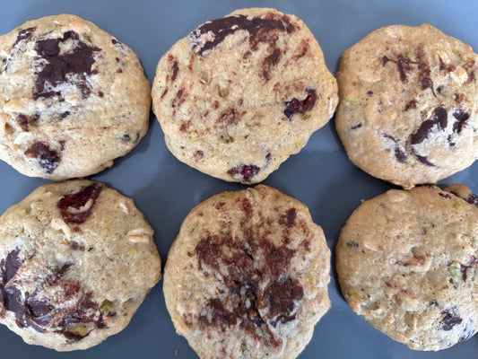 Cranberry Pistachio Chocolate Chip Oat Cookies (GF)